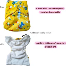 vrindaaccess Eco-Friendly Baby Cloth Diaper 0–3 Years Waterproof Side Leakage Proof Reusable image 2