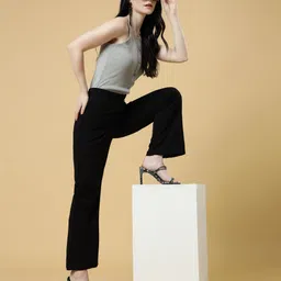 doil domec Women Regular Fit Black Viscose Rayon Trousers image 3