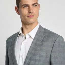 peter england Men Checkered Single Breasted Formal Blazer image 5