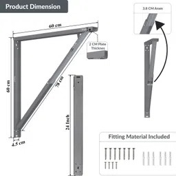 plantex 24 Inch Foldable Shelf Bracket/Multipurpose Bracket/Wall Bracke-Pair of 1 60 cm Shelf Bracket image 3