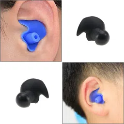 silicon earplugs Black Blue And White LR 3 Pair earplug For Swimming,Bathing,Watersports Ear Plug image 3