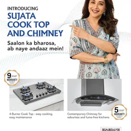 sujata 9 Years Warranty| 5G Designed Forged Brass Burner, LPG & PNG Compatible Standard Glass Manual Gas Stove image 5