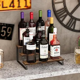 handvoria Containers Kitchen Rack 3 Tier Wooden Spice Rack for Kitchen Countertop Wood, Iron image 4