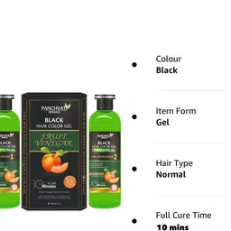 panchvati Herbals Fruit Vinegar Hair Color Gel, Natural Black Hair Dye 1Ltr , Black image 3