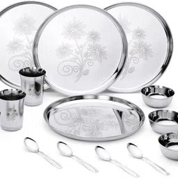 pancraft Pack of 16 Stainless Steel Premium Series Laser Printed 16 Pcs for 4 Persons Dinner Set-picture-21