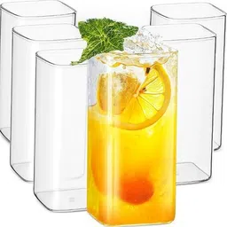 greatzon (Pack of 6) Clear Drinking Glasses Square Highball Thin Glass Cups Tumbler Set Glass Set Water/Juice Glass-picture-16