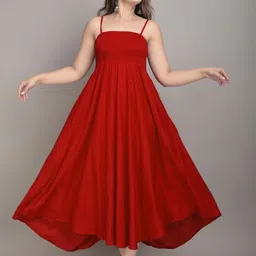 Women Fit and Flare Red Midi/Calf Length Dress-image-54