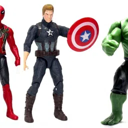 zordik Marvel Super Hero SpiderMan, Hulk & Captain America Actions Figure Toys for Kids image 1