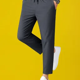 hululululu Men Regular Fit Grey Lycra Blend Trousers image 3