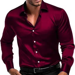 nat jastica Men Regular Fit Solid Cut Away Collar Party Shirt-picture-11