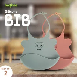 baybee Baby Silicone Travel Feeding Bibs for Babies 4 Adjustable Neckline with Buttons image 2