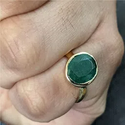 zayron Brass Emerald Gold Plated Ring image 2