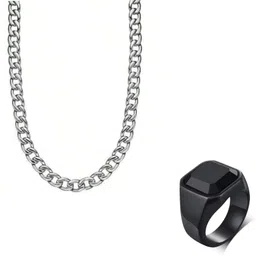 vipunj Alloy Sterling Silver, Titanium Silver, Black Jewel Set-picture-27