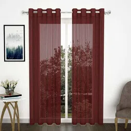 brand roots 153 cm (5 ft) Window Tissue Semi Transparent Curtain (Pack Of 2)-picture-23
