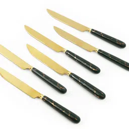 Golden Stainless Steel Knife with Green Ceramic Handle Design Butter Knife Stainless Steel, Ceramic Table Knife, Butter Spreader, Spatula Spreader Knife Set-image-33