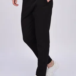 foxter Men Solid Black Track Pants image 1