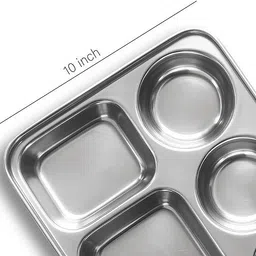 rk engineering works Stainless Steel Steel Partition Plate 5 in 1 Staff Thali Student Thali Dinner Set image 2