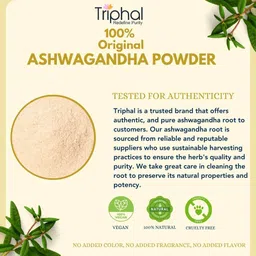 triphal Ashwagandha Powder - For Stress, Anxiety & Strength - Pure & Preservative Free image 4