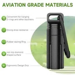 maycreate Not Applicable Portable Pill Box with Carabiner Waterproof Aluminum Medication Storage Tube Pill Box image 3