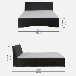 mintwud from pepperfry Shinju Upholstered Queen Size Bed in Wenge Finish with Drawer Storage image 2