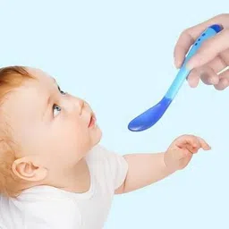 quickshop Baby Silicone Temperature Sensing Spoon, BPA Free Changing Color Feeding Spoon, Silicone Infant Training Spoon- Silicon image 2