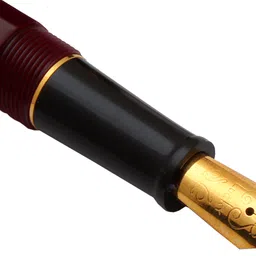 ledos Wingsung 2007 Resin Acrylic Burgundy With Fine Nib & Golden Trims Fountain Pen image 3