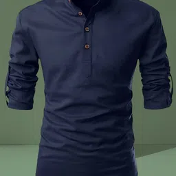 fashionparrot Men Solid Cotton Blend Straight Kurta image 1