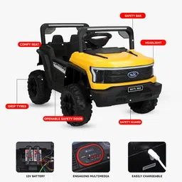 jammbo Rechargeable Battery-Powered Kids Ride-On X1 Jeep with Music,Lights & Remote Jeep Battery Operated Ride On image 3