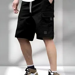 shree yamuna prints Solid Men Black Cargo Shorts, Sports Shorts, Casual Shorts-picture-20