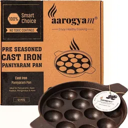 aarogyam Cast Iron Appam Paniyaram Thattu Pre Seasoned, 12 Cavity Paniarakkal 12 L capacity 30 cm diameter image 4