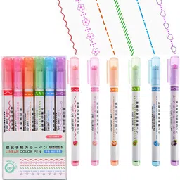 akado 6pcs Curve Highlighter Pen Set Different Curve Shapes-picture-27