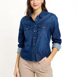 Women Regular Fit Solid Slim Collar Formal Shirt-image-25