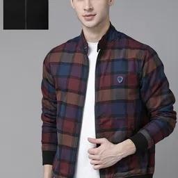 roadster Men Checkered Bomber Jacket image 3