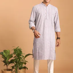 shvaas by vastramay Men Printed Pure Cotton Straight Kurta image 5