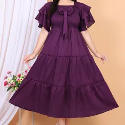 dsgarment Women Fit and Flare Purple Maxi/Full Length Dress-picture-21