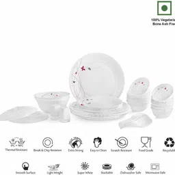 cello Pack of 37 Opalware Dazzle Lush Fiesta Dinner Set image 3