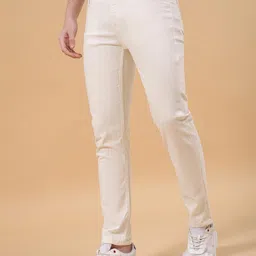 the indian garage co. Men Slim Mid Rise White Jeans-picture-12