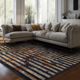 sapana carpet-mats Brown Abstract Polypropylene 5 ft X 7 ft Machine Made Carpet-picture-40