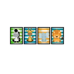 999store Wildlife Multicolour Canvas (Pack of 4) Kids Wall Art image 2