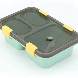 fit 4 chef 3 Compartment Tokyo Lunch Box With Spoon & Fork ( Aqua Green, 900 ml) 1 Containers Lunch Box image 1