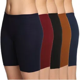 lux karishma Pack of 5 Solid Women Multicolor Cycling Shorts-picture-13