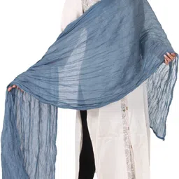 flexi leg Cotton Blend Solid Grey Women Dupatta image 2