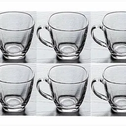 storkler Glass Glass Transparent Oval Shape Square Crystal Clear Toughened Glass Tea Cup with Convenient Solid Handle Cups, Glass Set for Tea, Coffee, Beer, Hot/Cold Drinks (Set Of 6)-picture-19