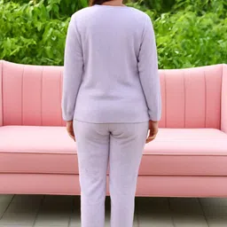 omi Women Night Suit Set Purple Printed image 2