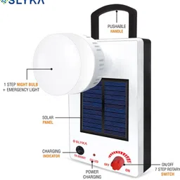 slyka Fast Charing LED Emergency Light with Night Bulb White Plastic Hanging Lantern image 4