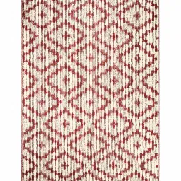 saral home Pink Geometric Cotton 5 ft x 7 ft Machine Made Carpet image 3