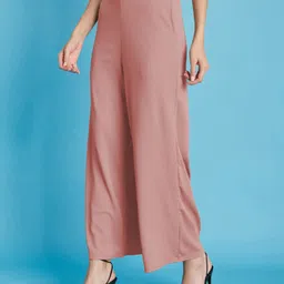 selvia Women Relaxed Pink Lycra Blend Trousers image 4