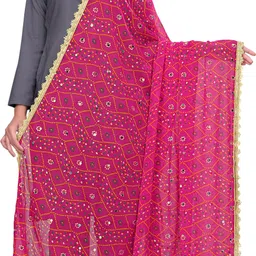 kemza Georgette Printed Pink Women Dupatta-picture-48