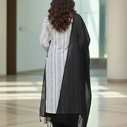 get smart wear Women Pure Cotton, Khadi Cotton Kurta Pant Dupatta Set image 2