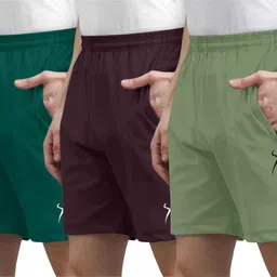karwa Pack of 3 Solid Men Multicolor Sports Shorts image 1